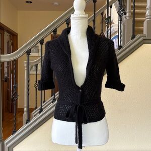 Express Mohair Blend Black Women's Short Sleeve Cardigan Sweater Size Small